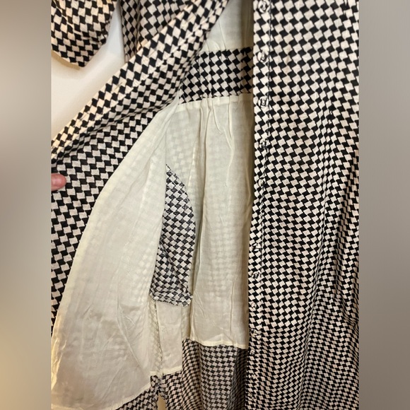 Linen Gaia Geo Shirt Midi Dress in black/white, RARE Size US 8. - Picture 6 of 11